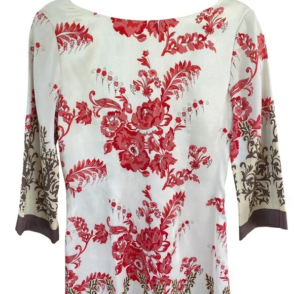 Neiman Marcus 100% Silk Indie Sheath Dress Embroidered Old Money Quiet Luxury